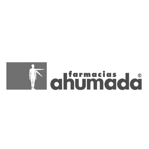 INNK Software de Gestión: Logo de Farmacias Ahumada en escala de grises, como parte del portafolio estratégico de clientes que confían en nuestra gestión de proyectos e innovación empresarial.